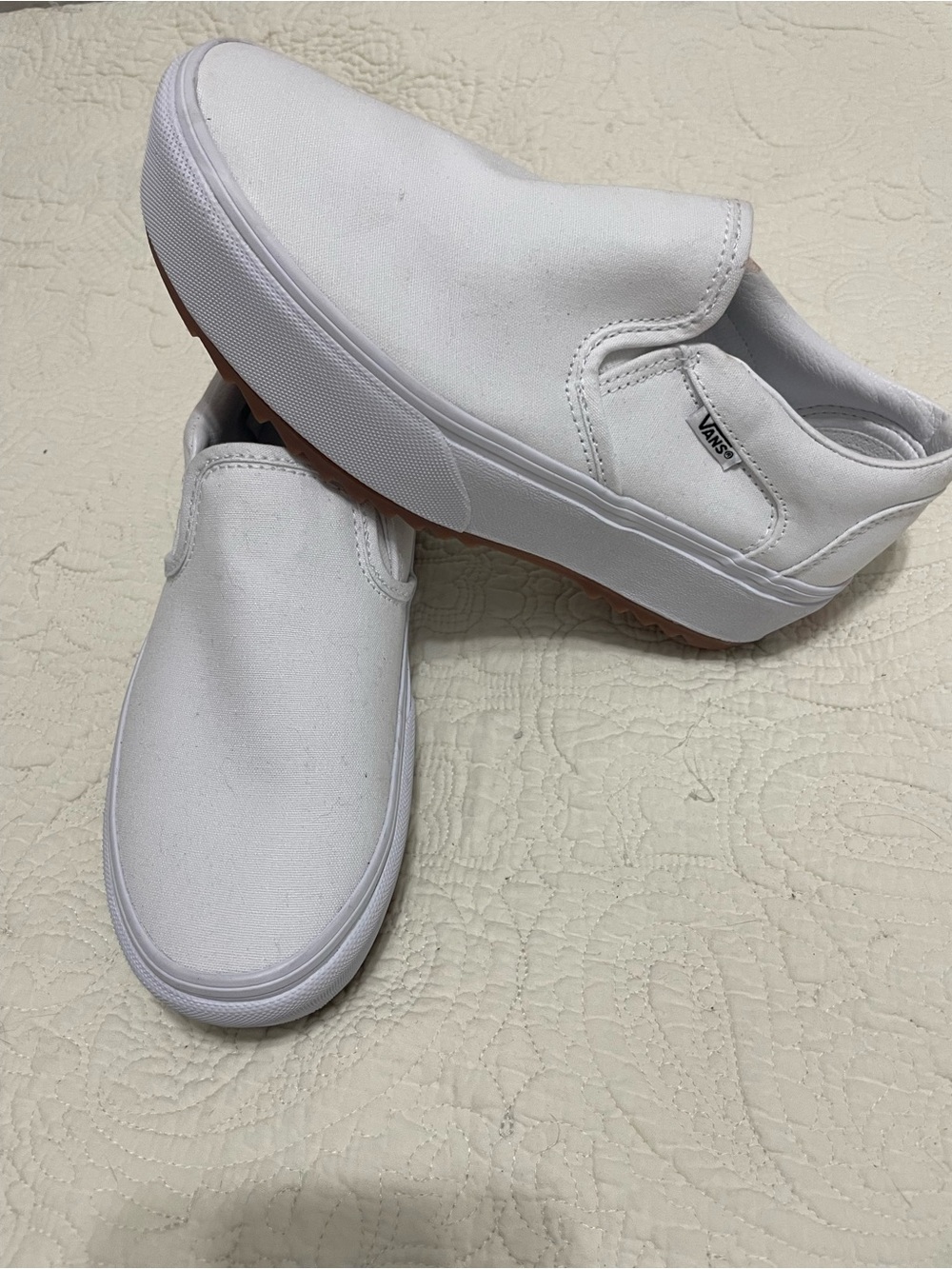 Vans White Classic Slip-On Canvas Loafers Size 7.5